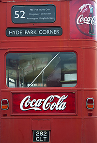 London bus with Coca-Cola ad