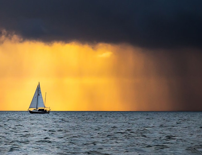 sailboat in storm